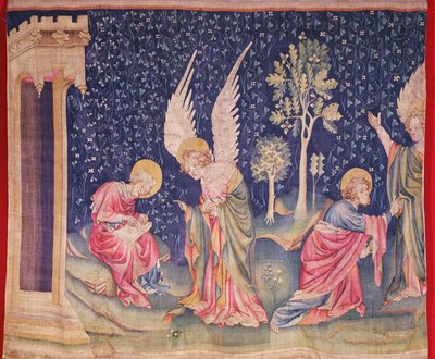 St. Jan en de engel, uit de Apocalyps Tapestry van Angers, 1373-87 door Nicolas Bataille